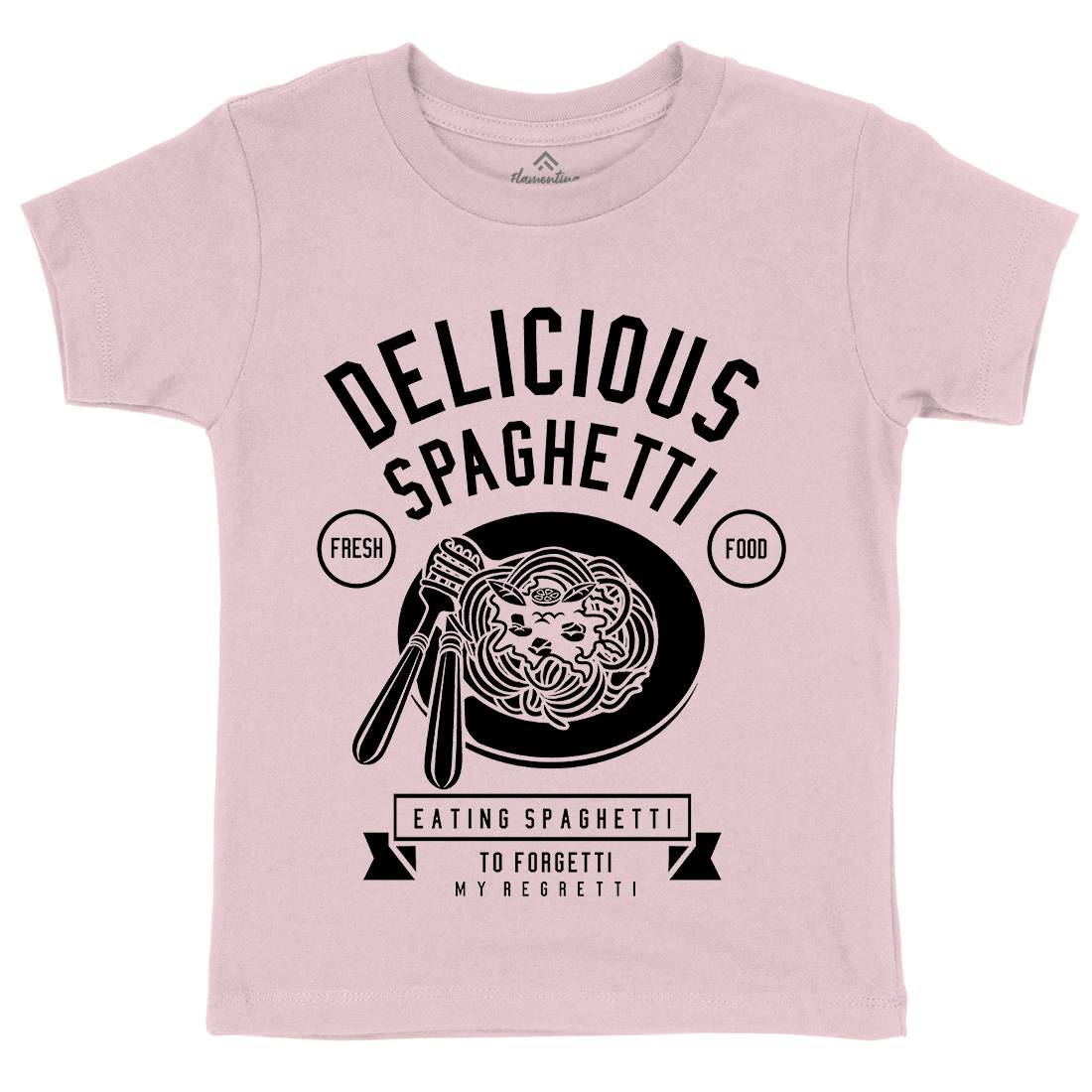Delicious Spaghetti Kids Crew Neck T-Shirt Food B530