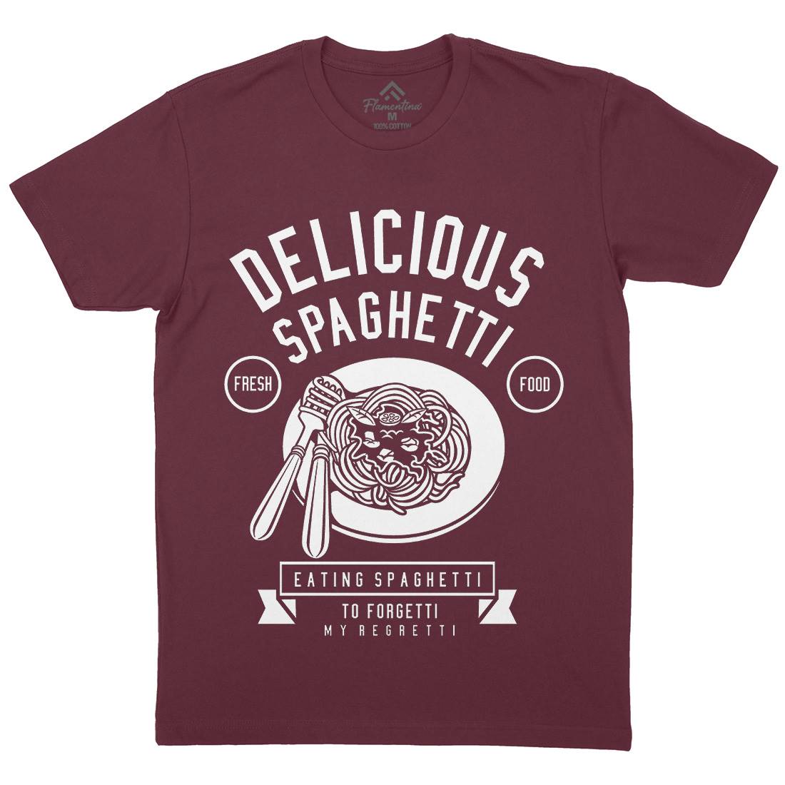 Delicious Spaghetti Mens Organic Crew Neck T-Shirt Food B530