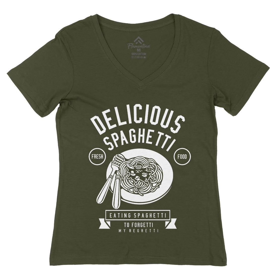 Delicious Spaghetti Womens Organic V-Neck T-Shirt Food B530