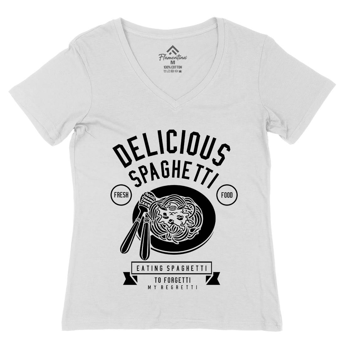 Delicious Spaghetti Womens Organic V-Neck T-Shirt Food B530