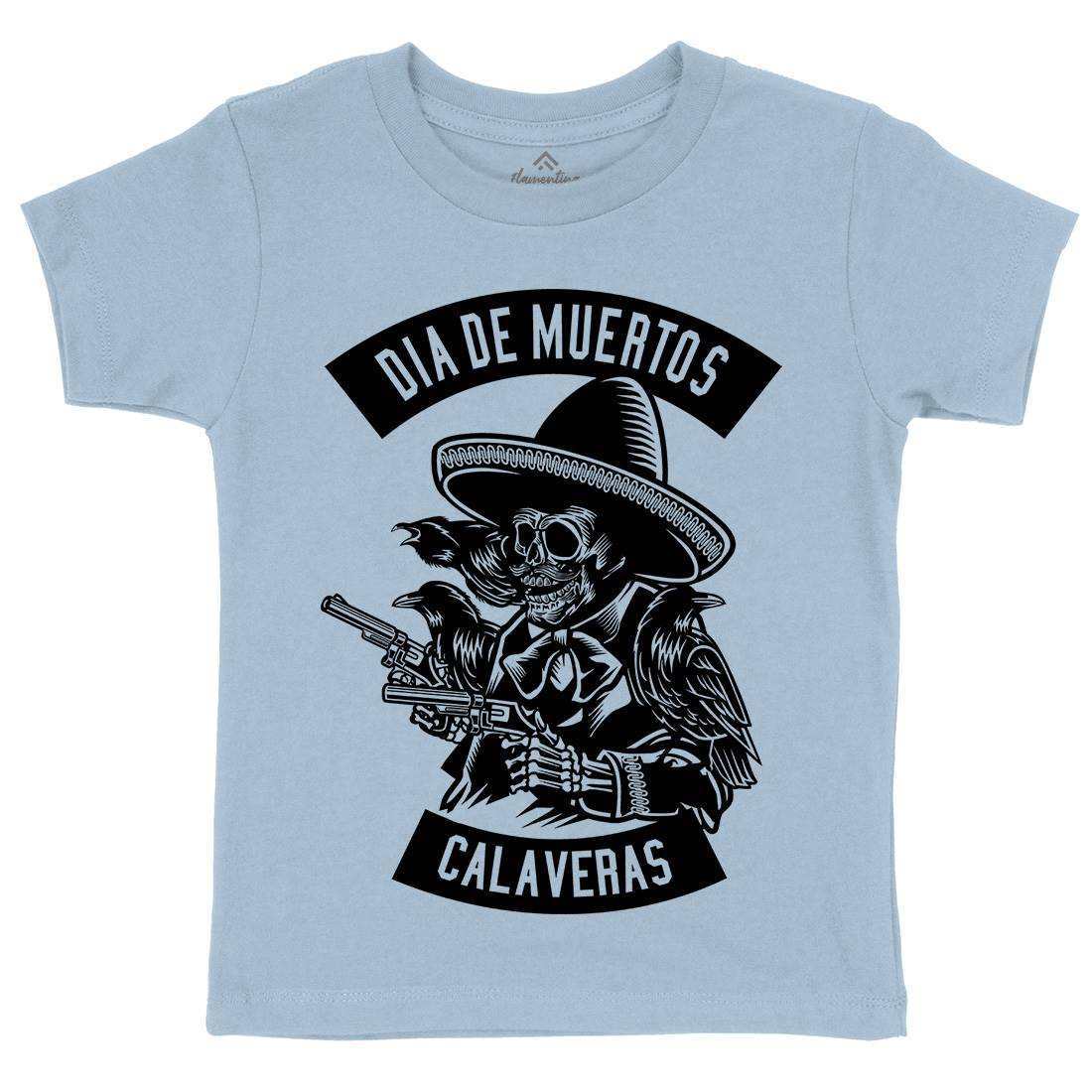 Dia De Muertos Kids Organic Crew Neck T-Shirt Horror B531