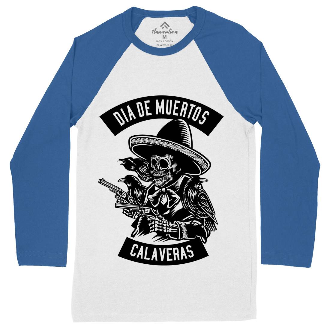 Dia De Muertos Mens Long Sleeve Baseball T-Shirt Horror B531