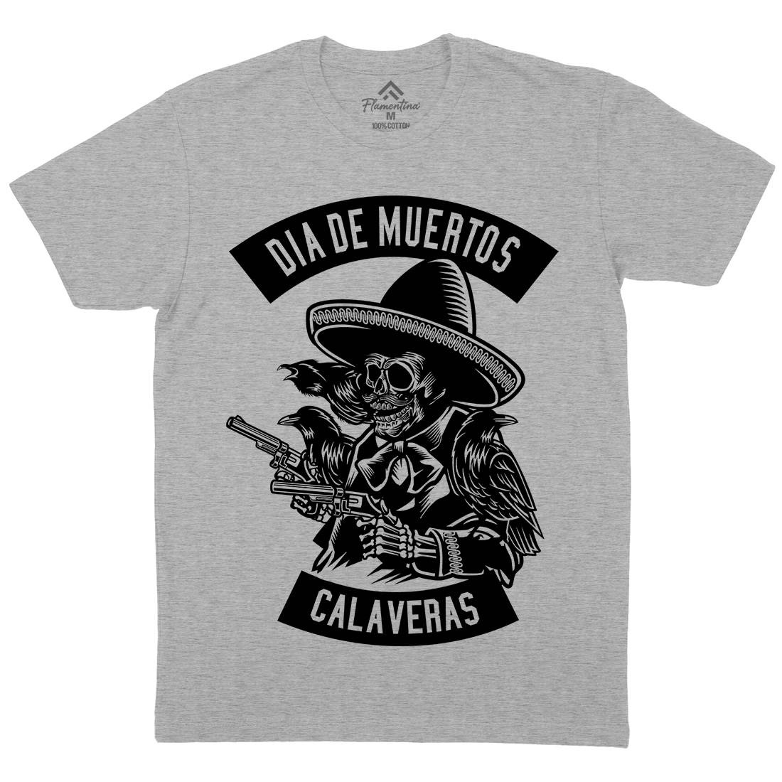 Dia De Muertos Mens Organic Crew Neck T-Shirt Horror B531