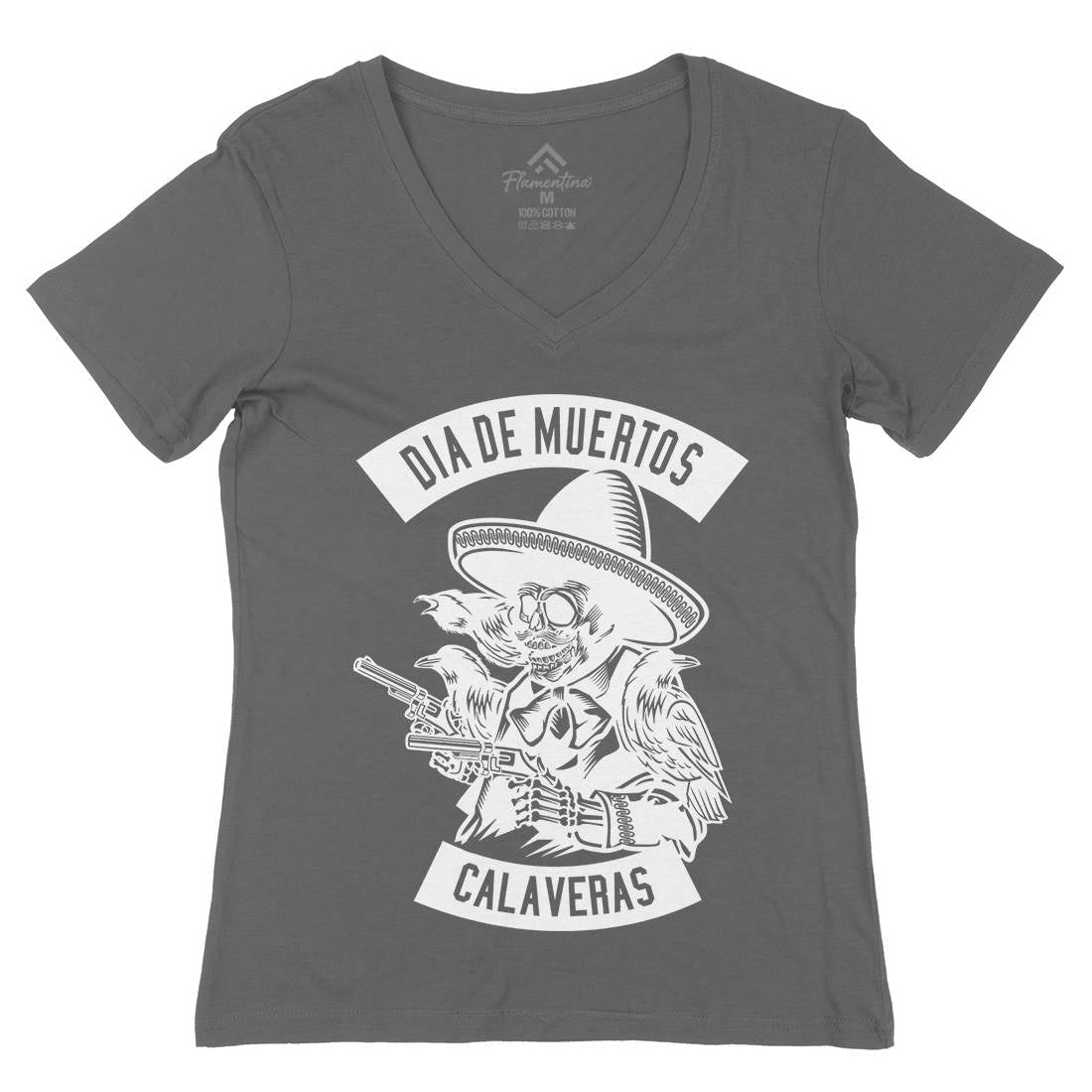 Dia De Muertos Womens Organic V-Neck T-Shirt Horror B531