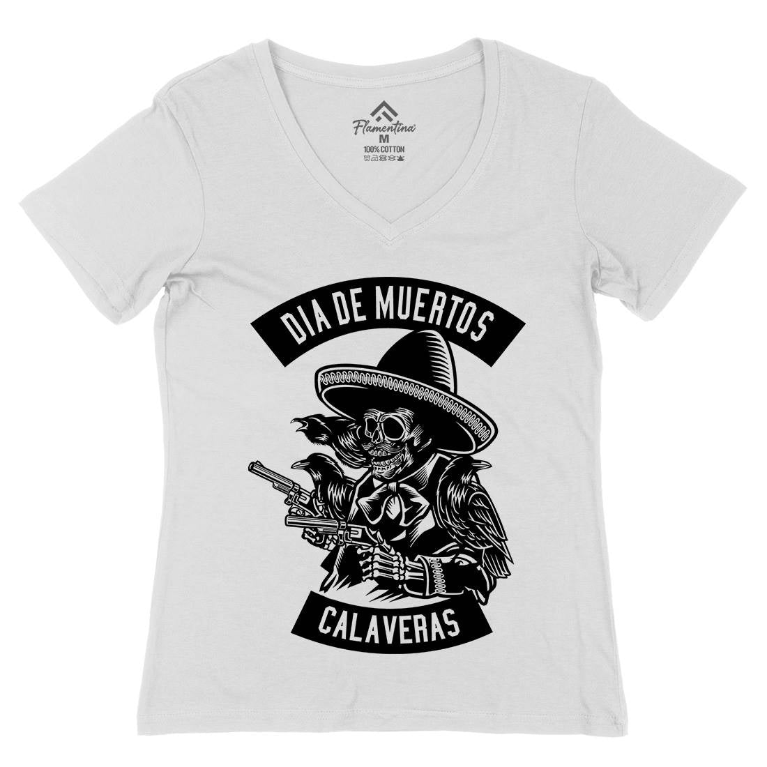 Dia De Muertos Womens Organic V-Neck T-Shirt Horror B531