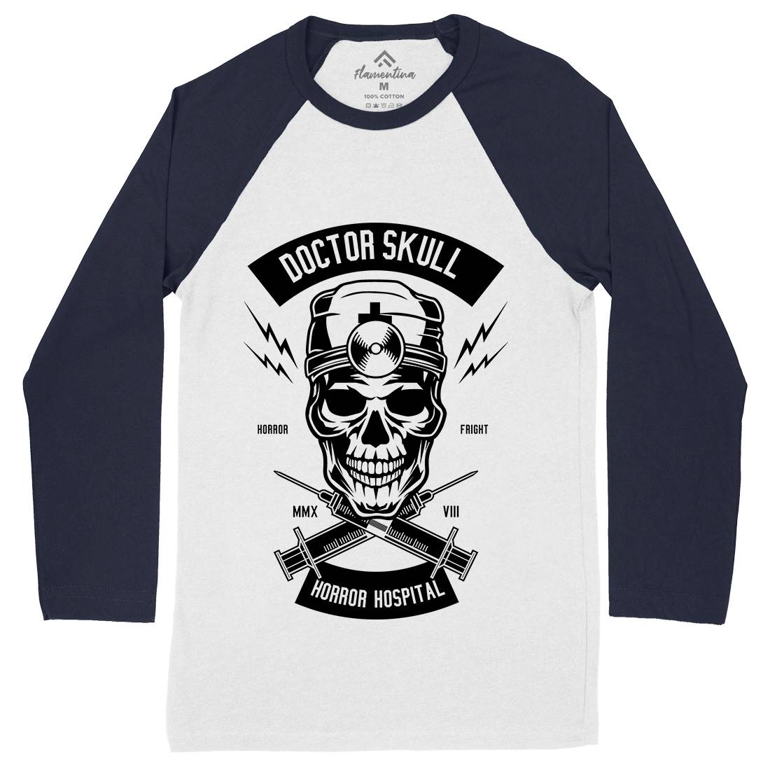 Doctor Skull Mens Long Sleeve Baseball T-Shirt Horror B533