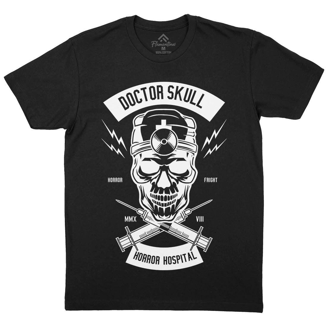 Doctor Skull Mens Organic Crew Neck T-Shirt Horror B533