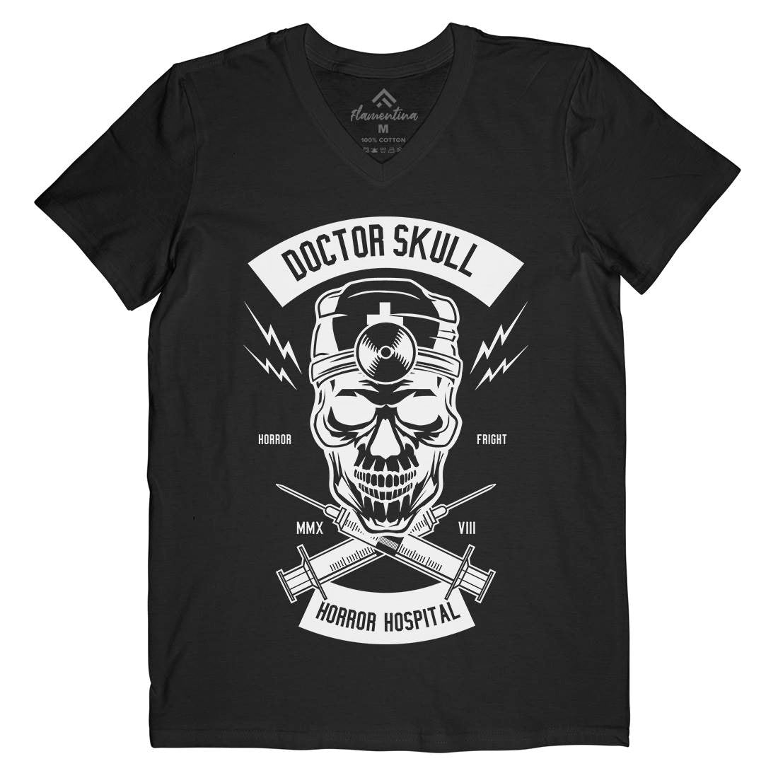 Doctor Skull Mens Organic V-Neck T-Shirt Horror B533