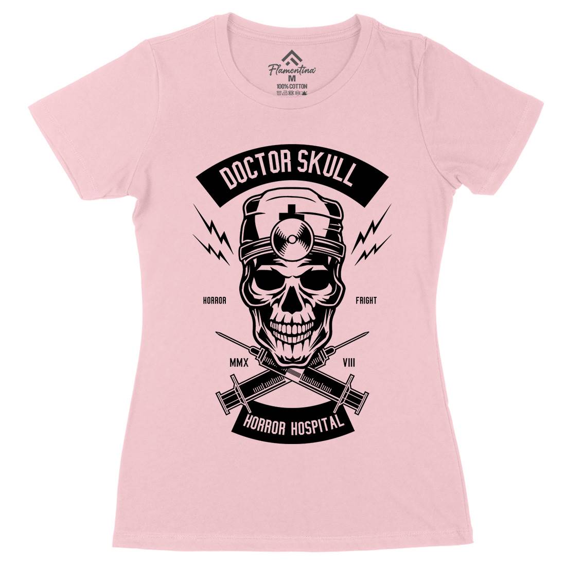 Doctor Skull Womens Organic Crew Neck T-Shirt Horror B533