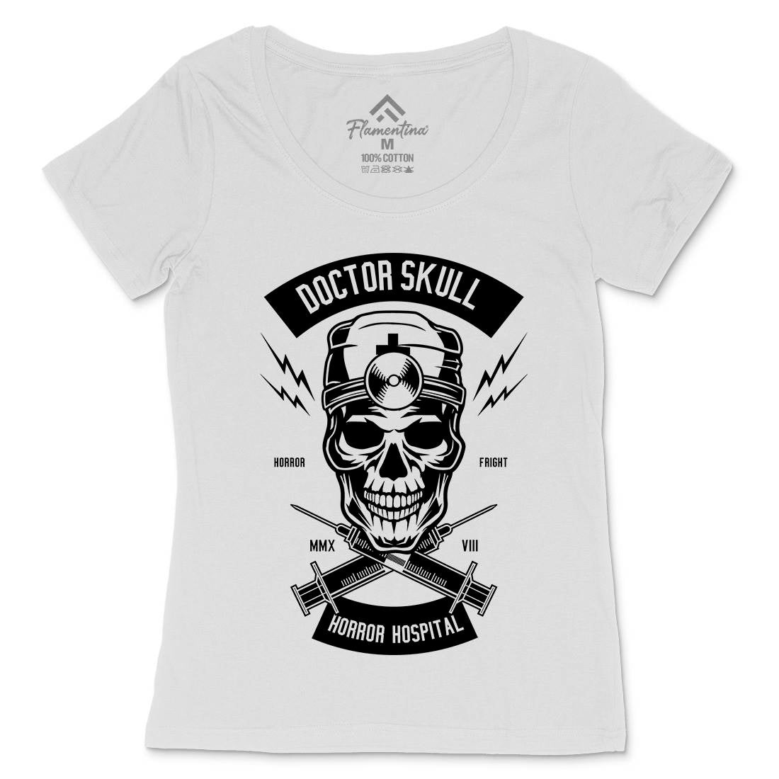 Doctor Skull Womens Scoop Neck T-Shirt Horror B533
