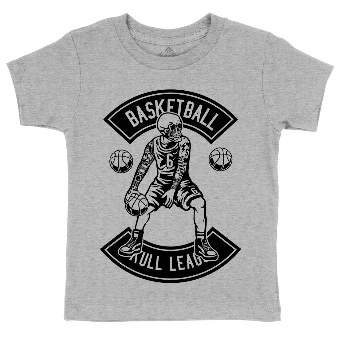 Dribble Skull Kids Crew Neck T-Shirt Sport B534