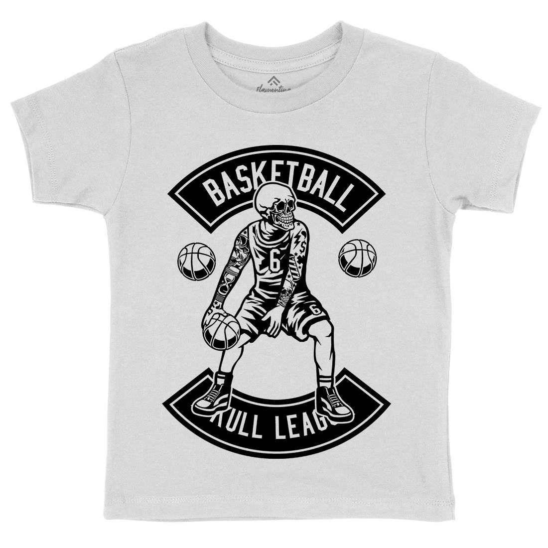Dribble Skull Kids Crew Neck T-Shirt Sport B534