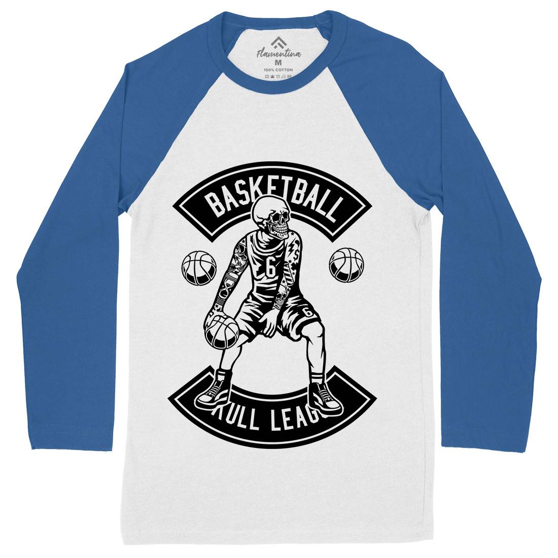 Dribble Skull Mens Long Sleeve Baseball T-Shirt Sport B534