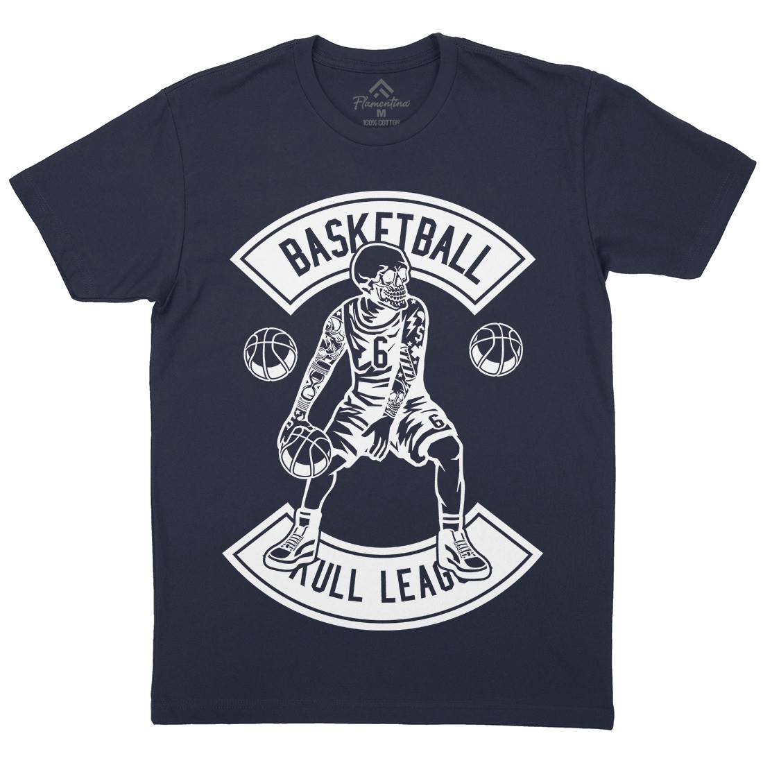 Dribble Skull Mens Organic Crew Neck T-Shirt Sport B534