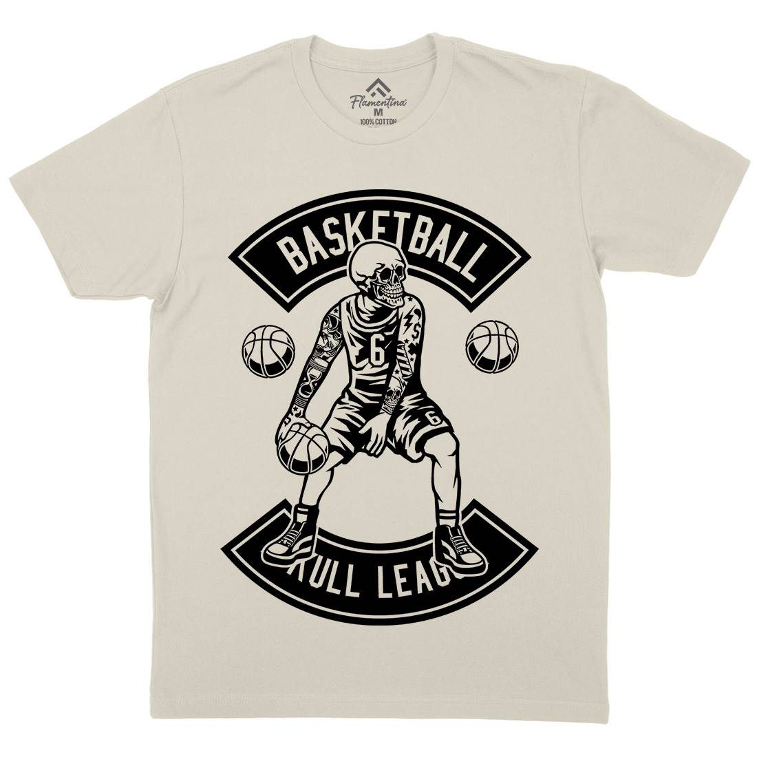 Dribble Skull Mens Organic Crew Neck T-Shirt Sport B534