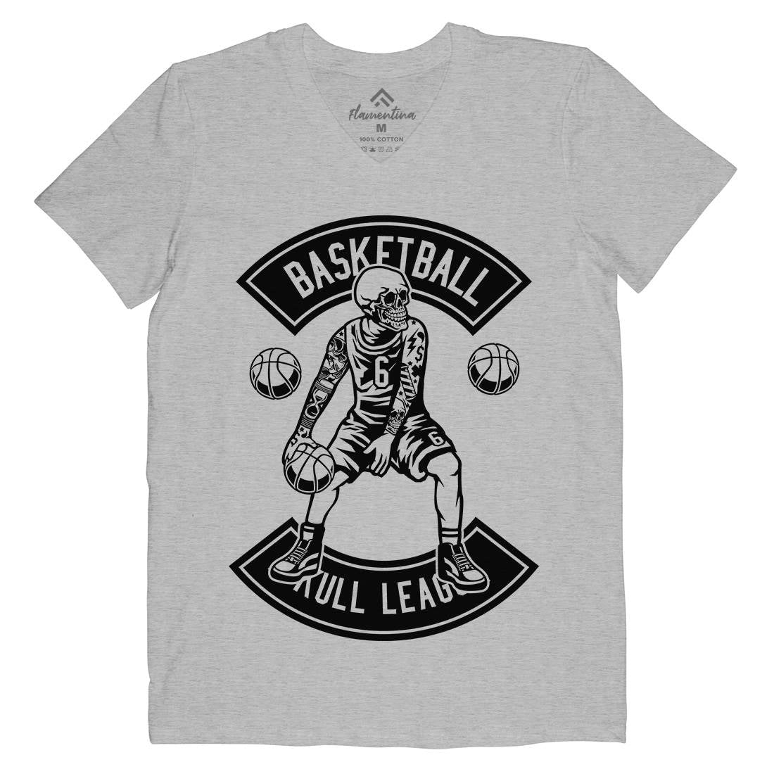 Dribble Skull Mens Organic V-Neck T-Shirt Sport B534