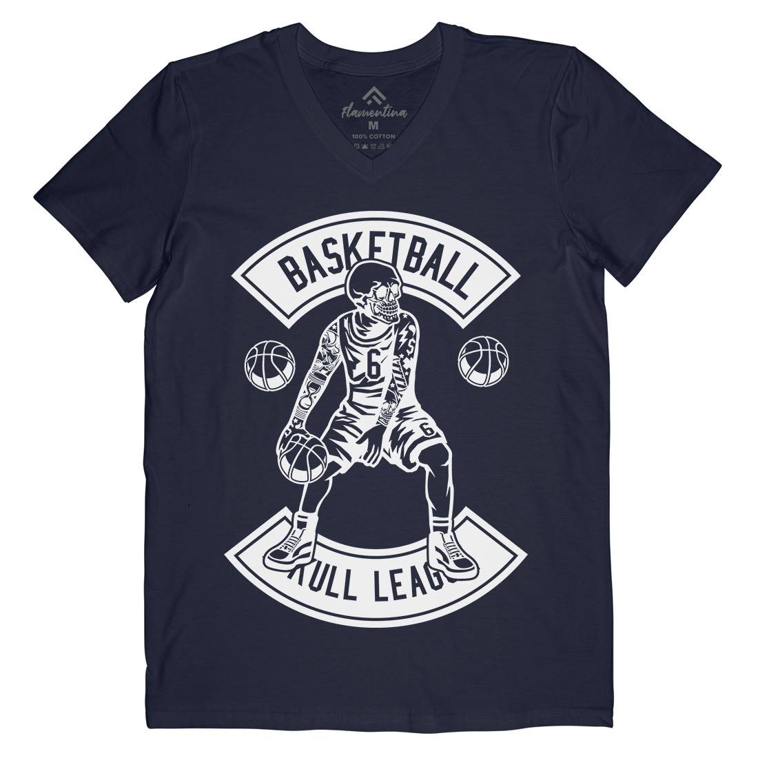 Dribble Skull Mens V-Neck T-Shirt Sport B534