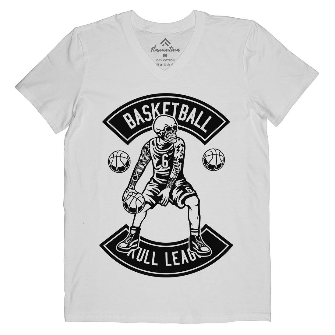 Dribble Skull Mens V-Neck T-Shirt Sport B534