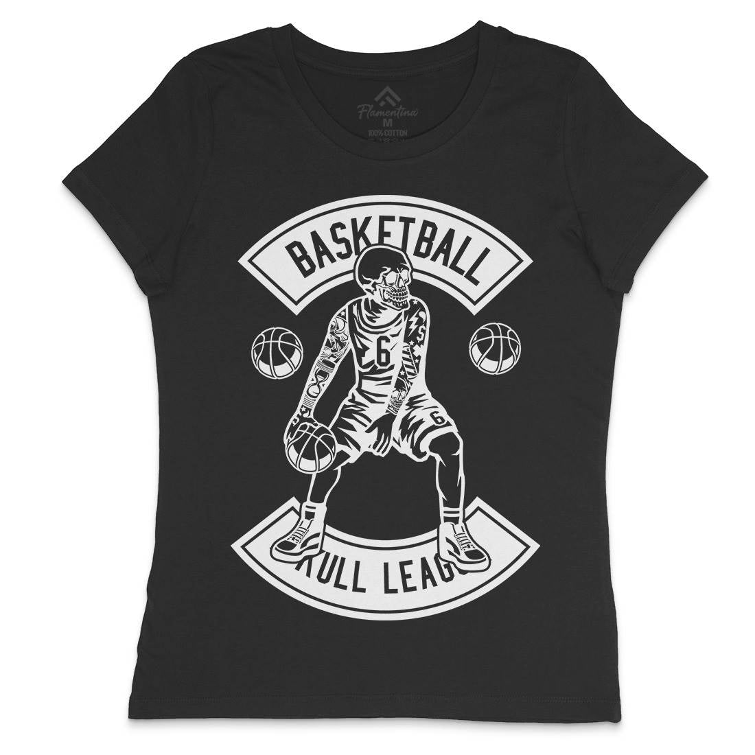 Dribble Skull Womens Crew Neck T-Shirt Sport B534