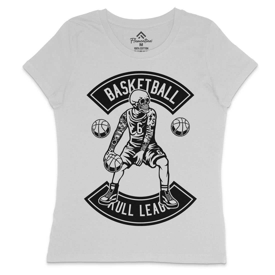 Dribble Skull Womens Crew Neck T-Shirt Sport B534