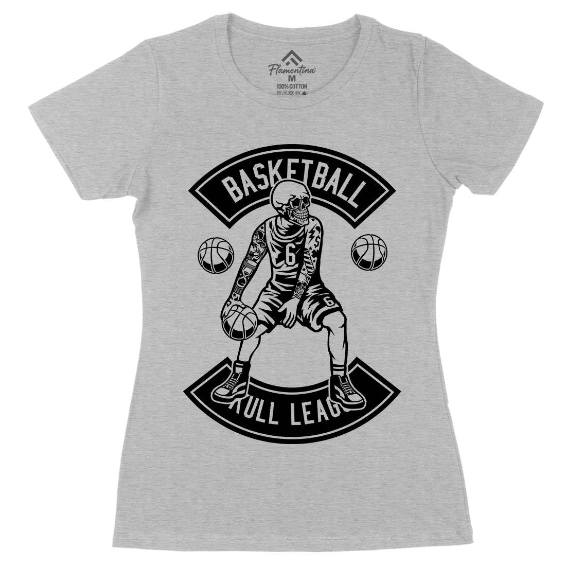 Dribble Skull Womens Organic Crew Neck T-Shirt Sport B534