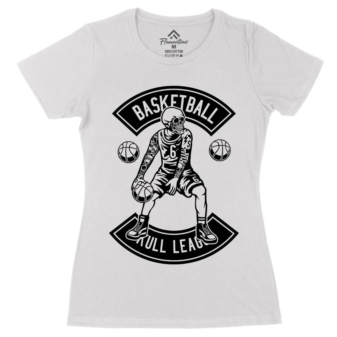 Dribble Skull Womens Organic Crew Neck T-Shirt Sport B534