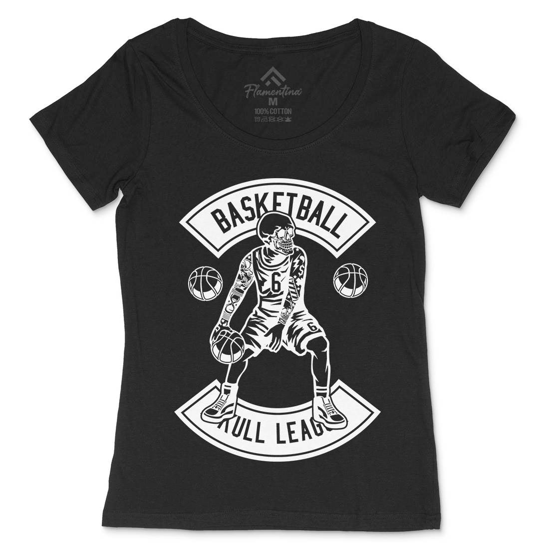 Dribble Skull Womens Scoop Neck T-Shirt Sport B534