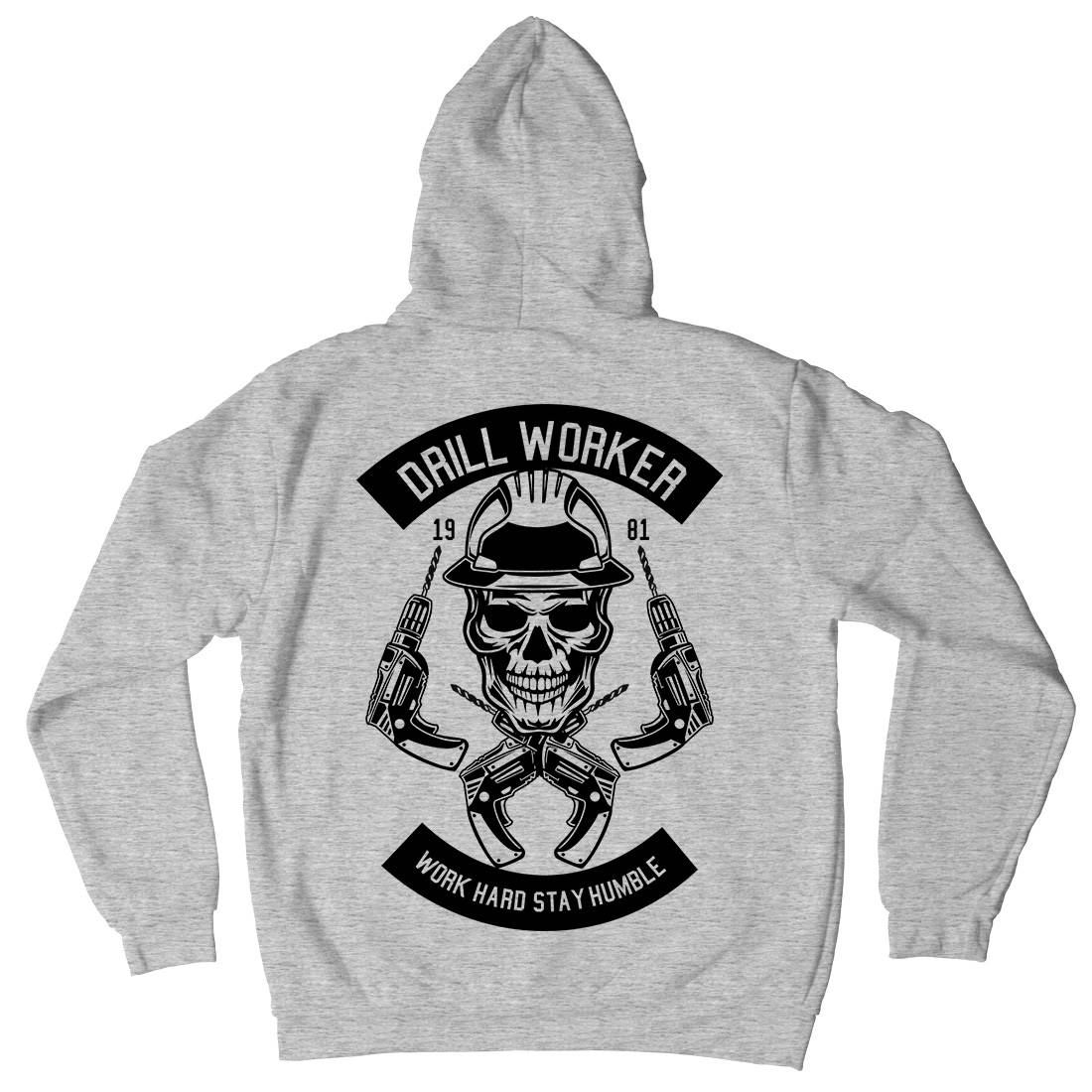 Drill Worker Mens Hoodie With Pocket Retro B535