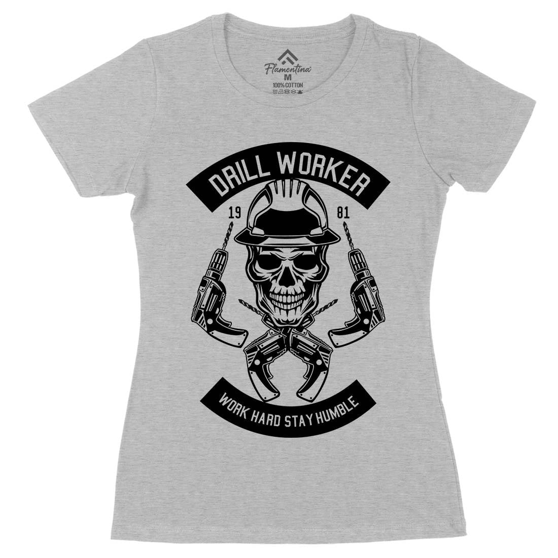 Drill Worker Womens Organic Crew Neck T-Shirt Retro B535
