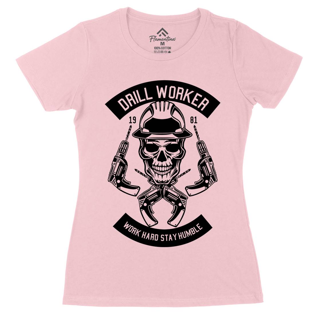 Drill Worker Womens Organic Crew Neck T-Shirt Retro B535