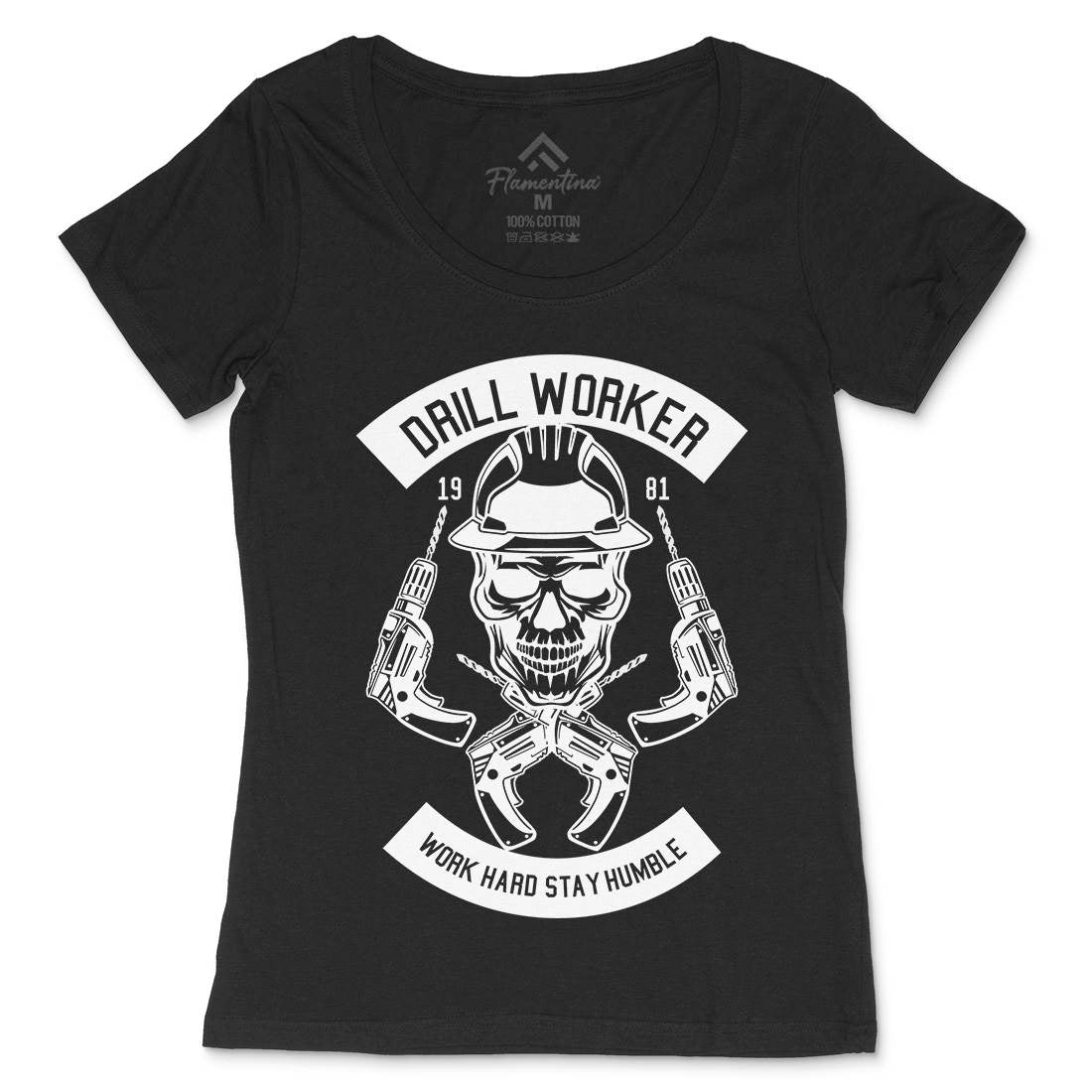 Drill Worker Womens Scoop Neck T-Shirt Retro B535