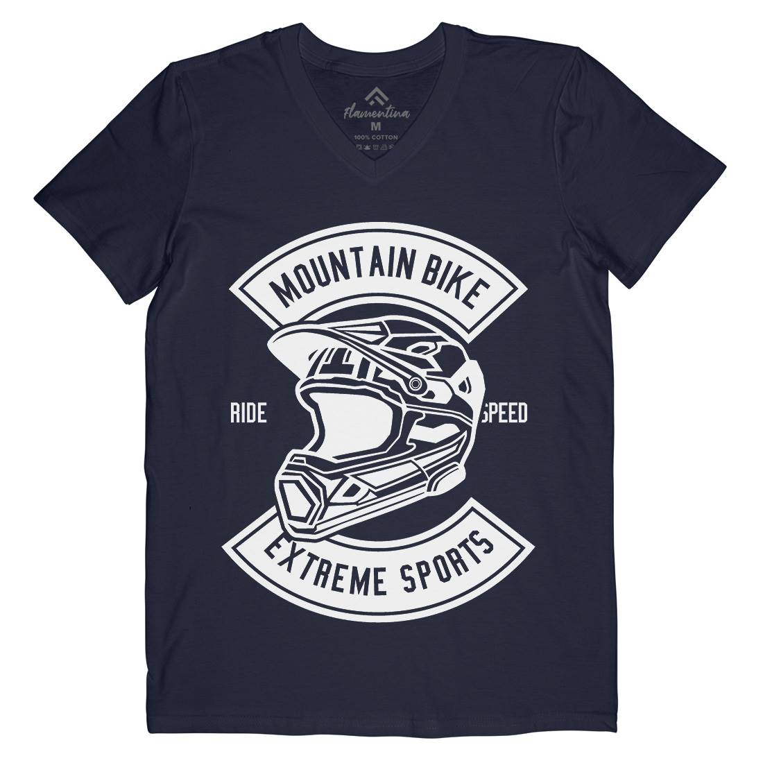 Extreme Bike Helmet Mens Organic V-Neck T-Shirt Motorcycles B536