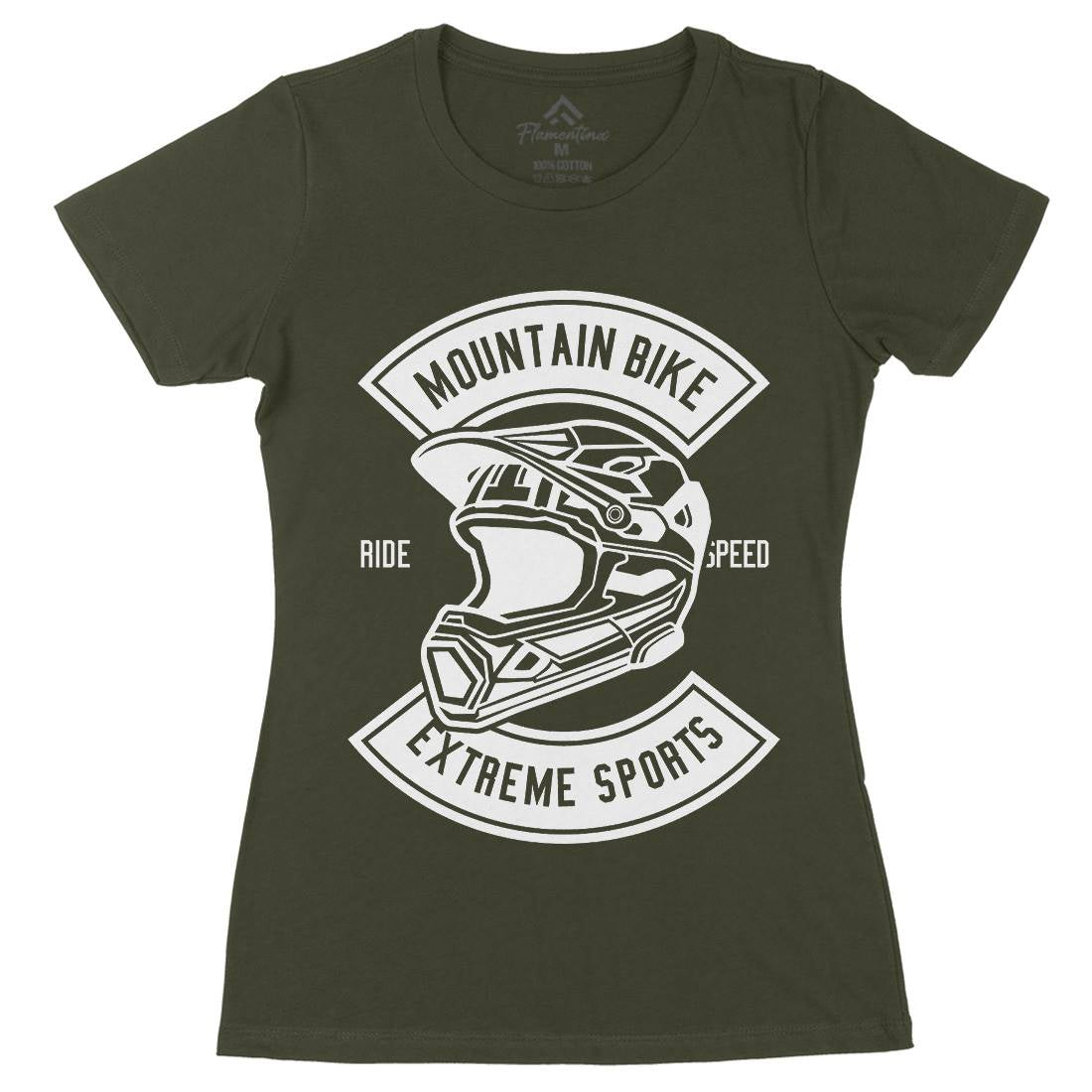 Extreme Bike Helmet Womens Organic Crew Neck T-Shirt Motorcycles B536