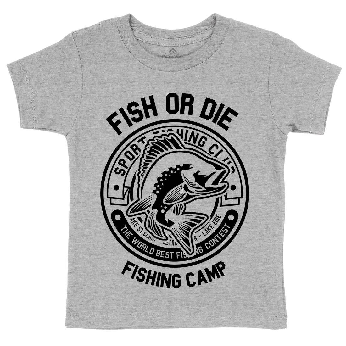 Fish Or Die Kids Organic Crew Neck T-Shirt Fishing B538