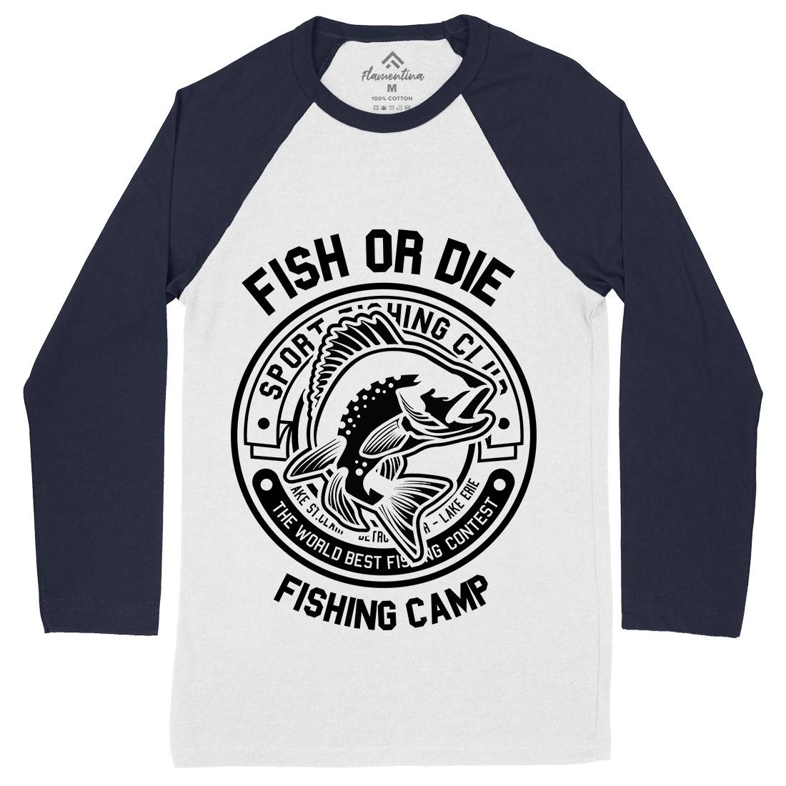Fish Or Die Mens Long Sleeve Baseball T-Shirt Fishing B538