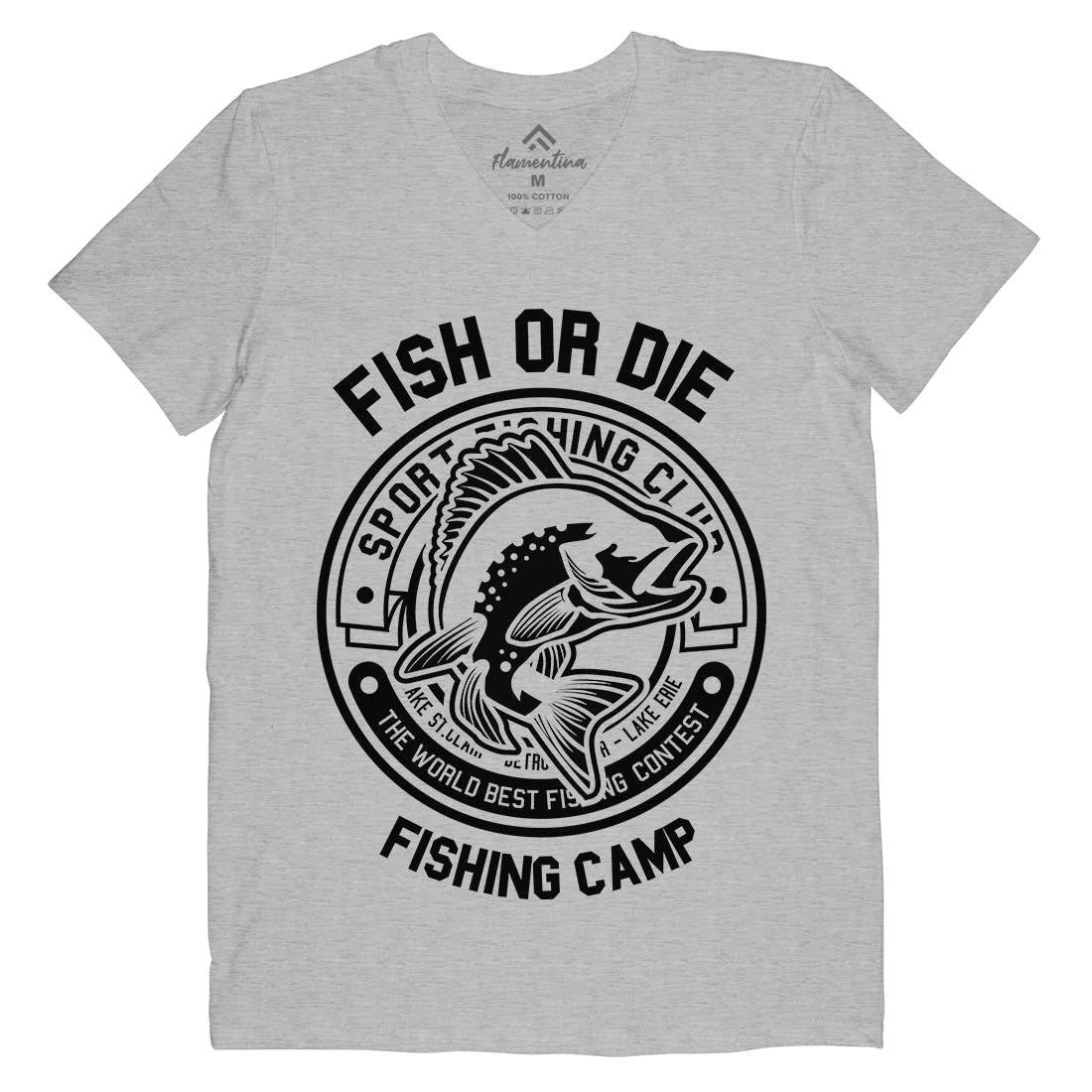 Fish Or Die Mens V-Neck T-Shirt Fishing B538