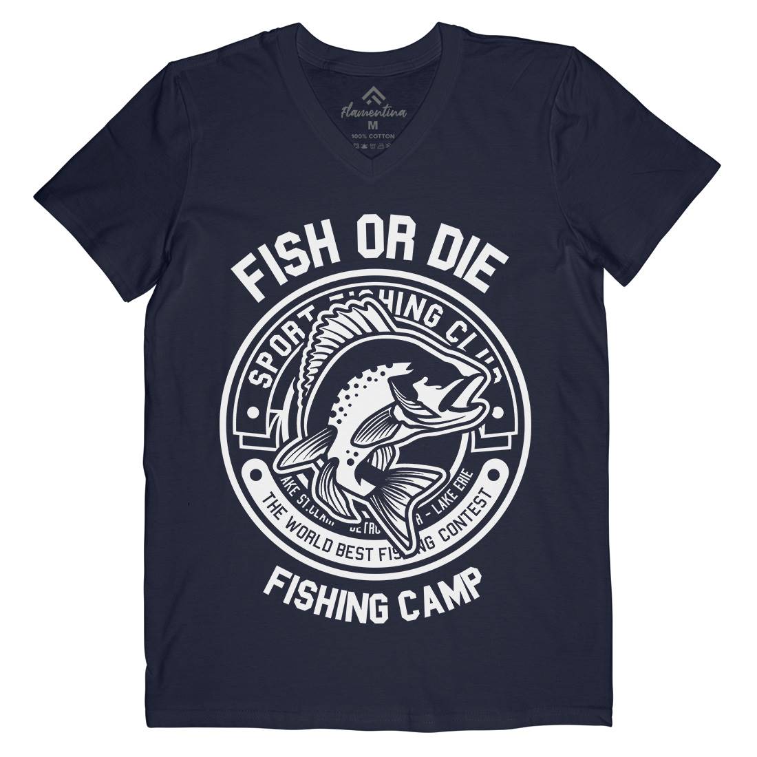 Fish Or Die Mens Organic V-Neck T-Shirt Fishing B538