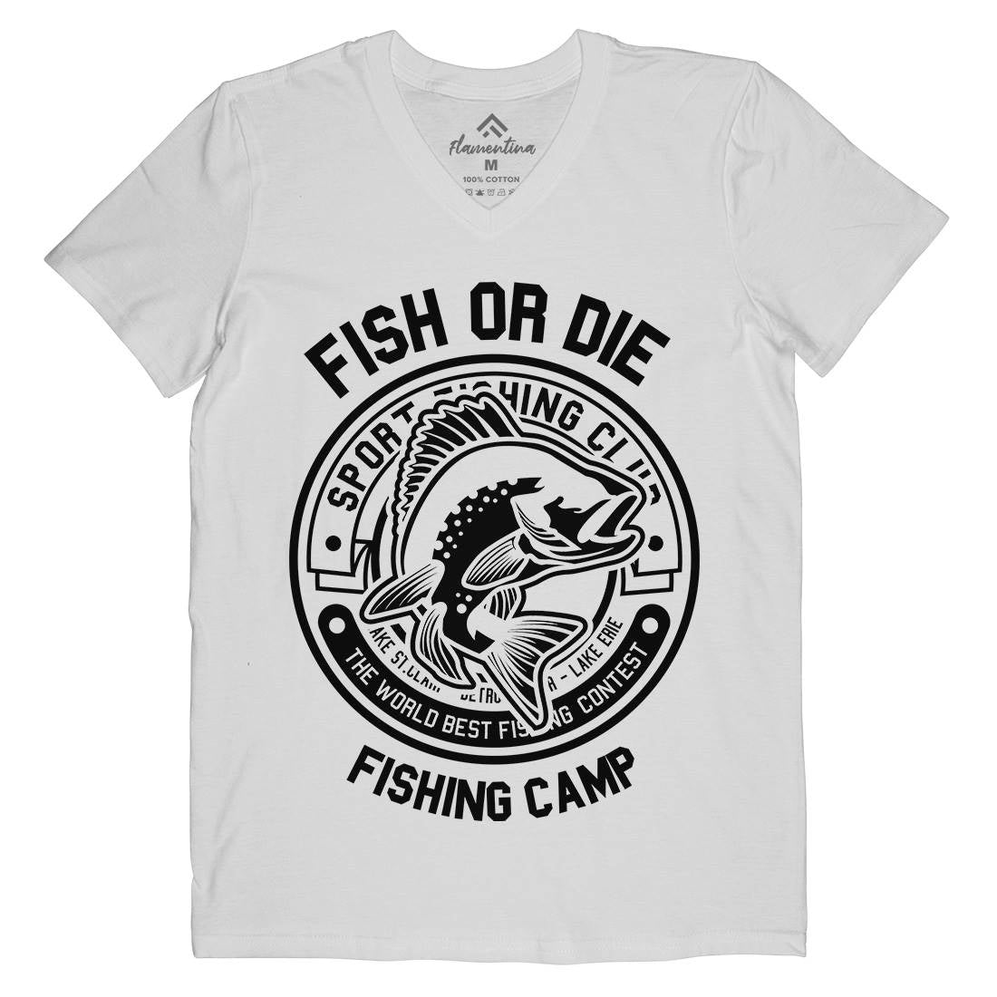 Fish Or Die Mens Organic V-Neck T-Shirt Fishing B538