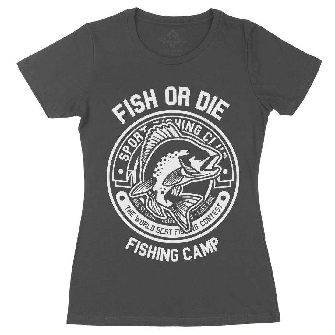 Fish Or Die Womens Organic Crew Neck T-Shirt Fishing B538