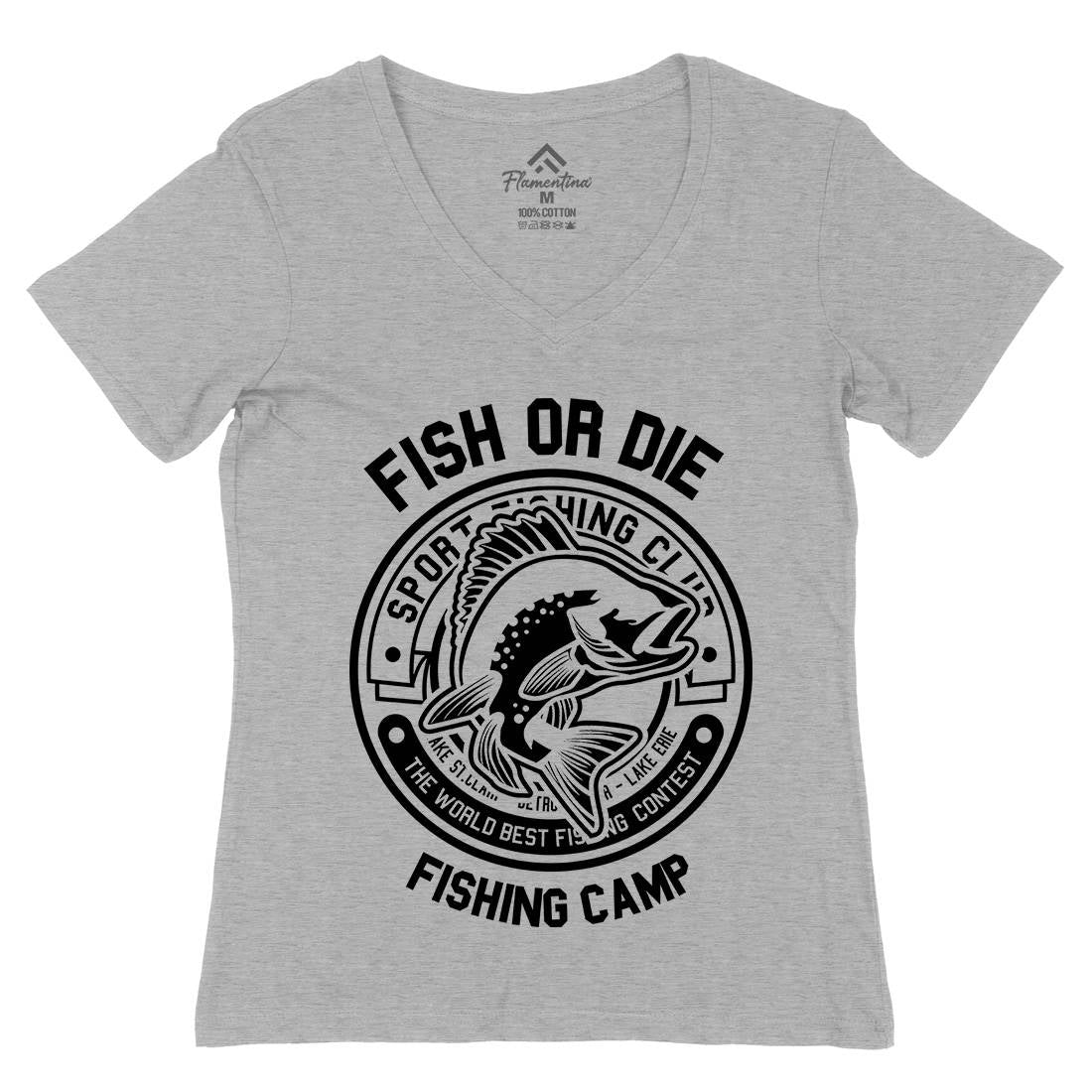 Fish Or Die Womens Organic V-Neck T-Shirt Fishing B538