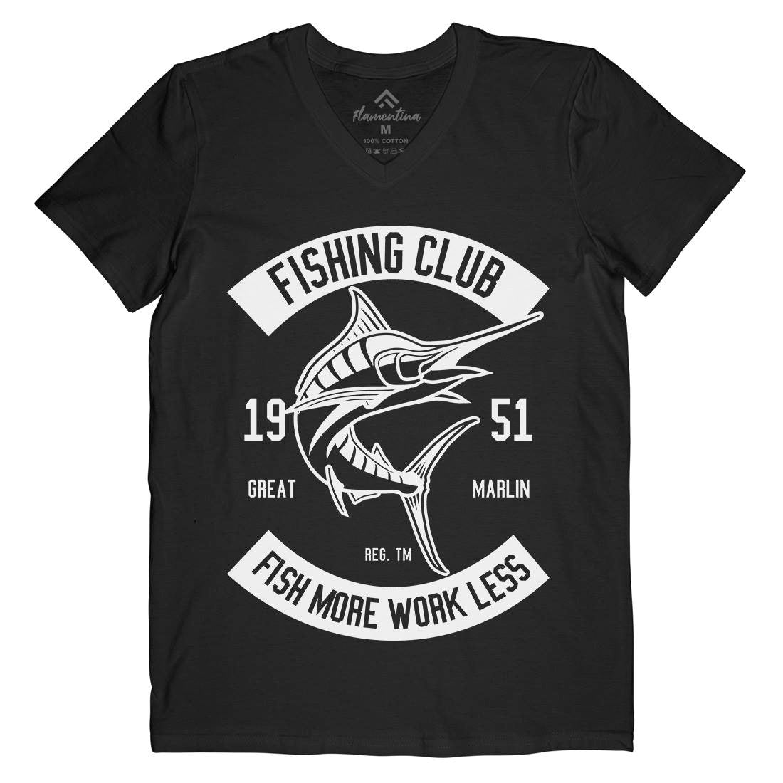 Club Mens V-Neck T-Shirt Fishing B539