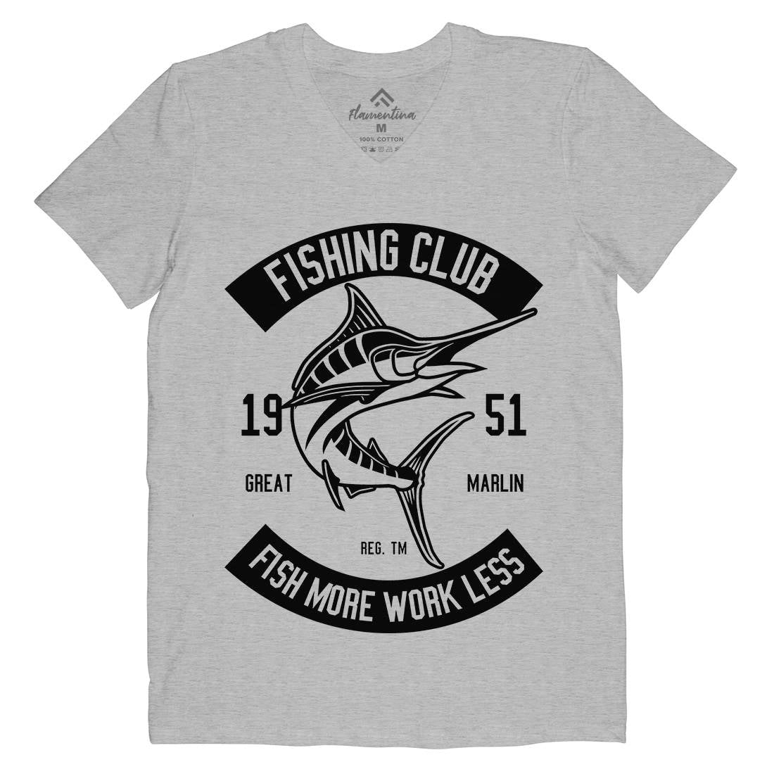 Club Mens Organic V-Neck T-Shirt Fishing B539
