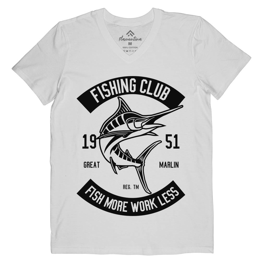 Club Mens V-Neck T-Shirt Fishing B539