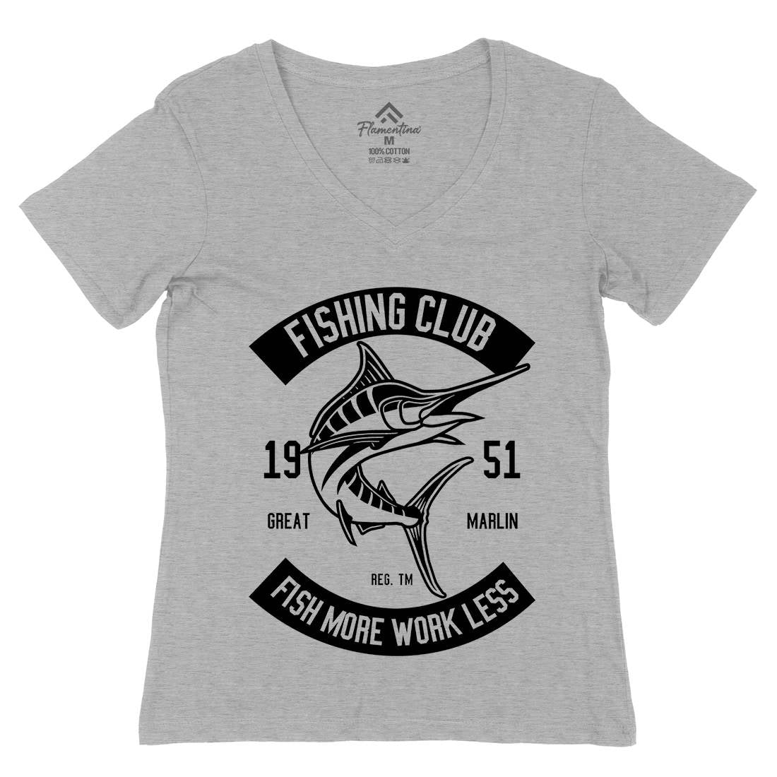 Club Womens Organic V-Neck T-Shirt Fishing B539