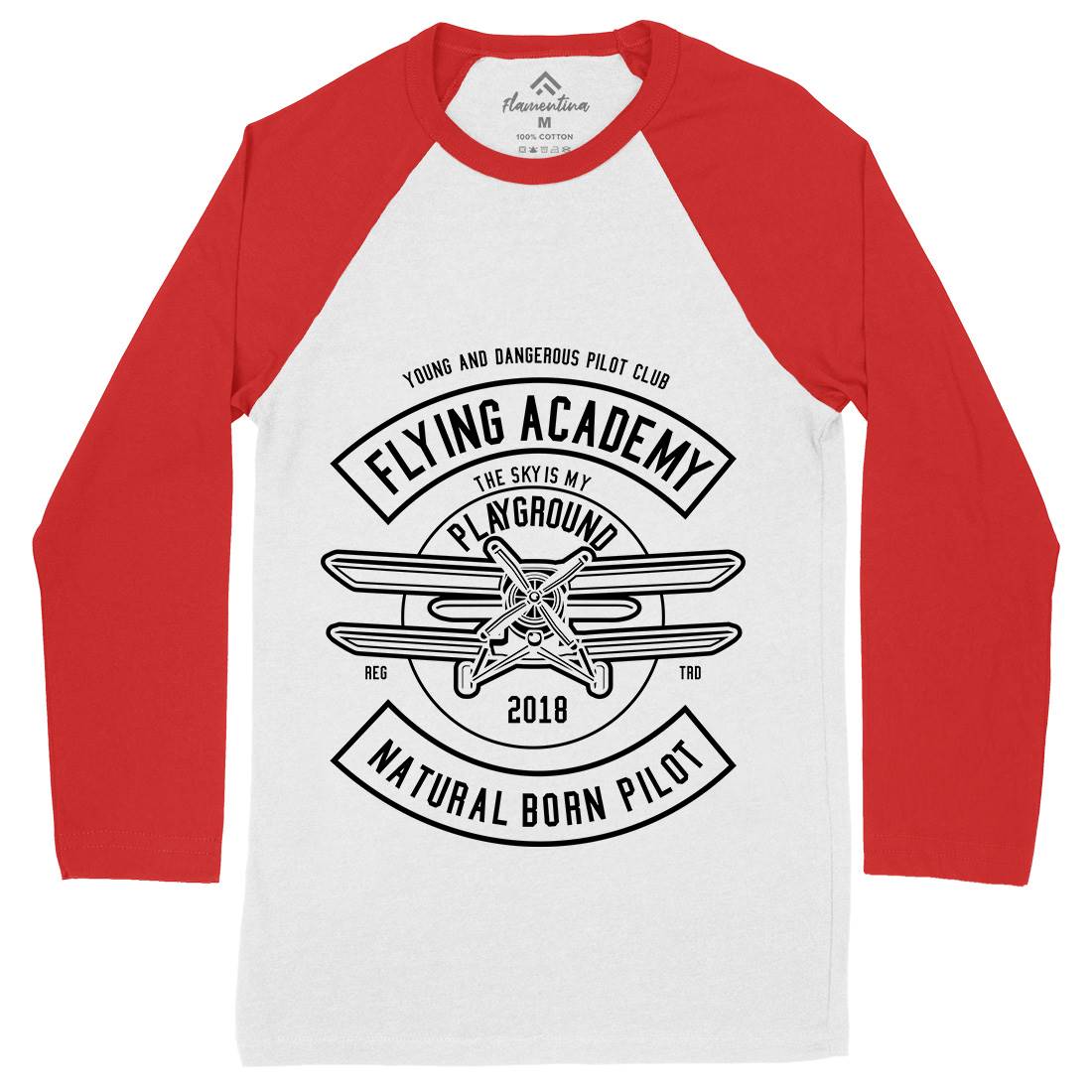 Flying Academy Mens Long Sleeve Baseball T-Shirt Vehicles B540