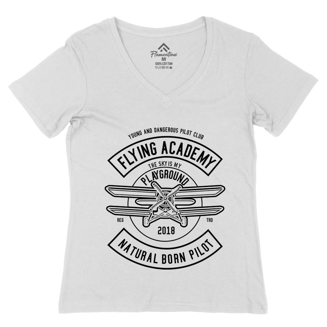 Flying Academy Womens Organic V-Neck T-Shirt Vehicles B540