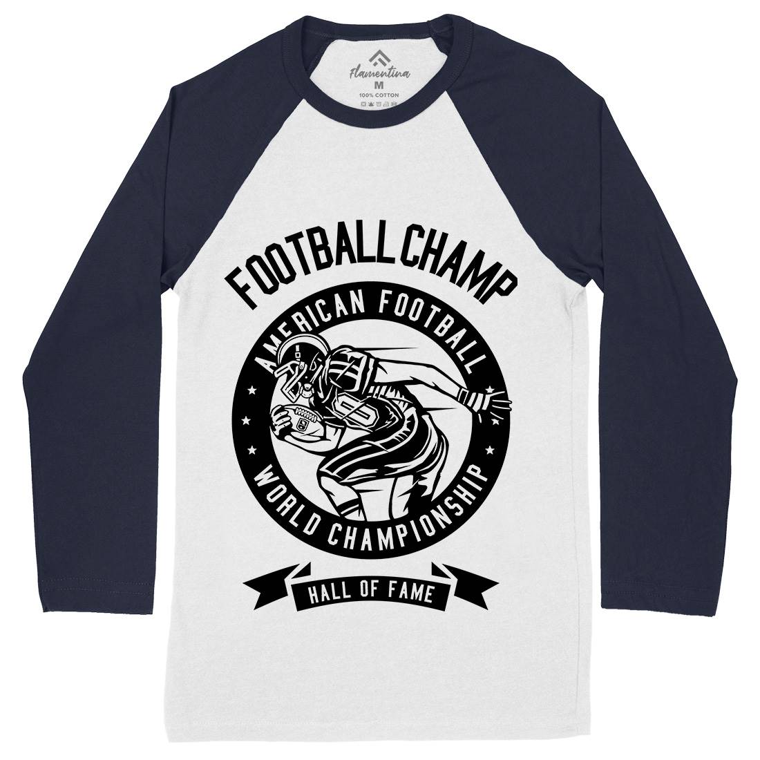 Football Champ Mens Long Sleeve Baseball T-Shirt Sport B541