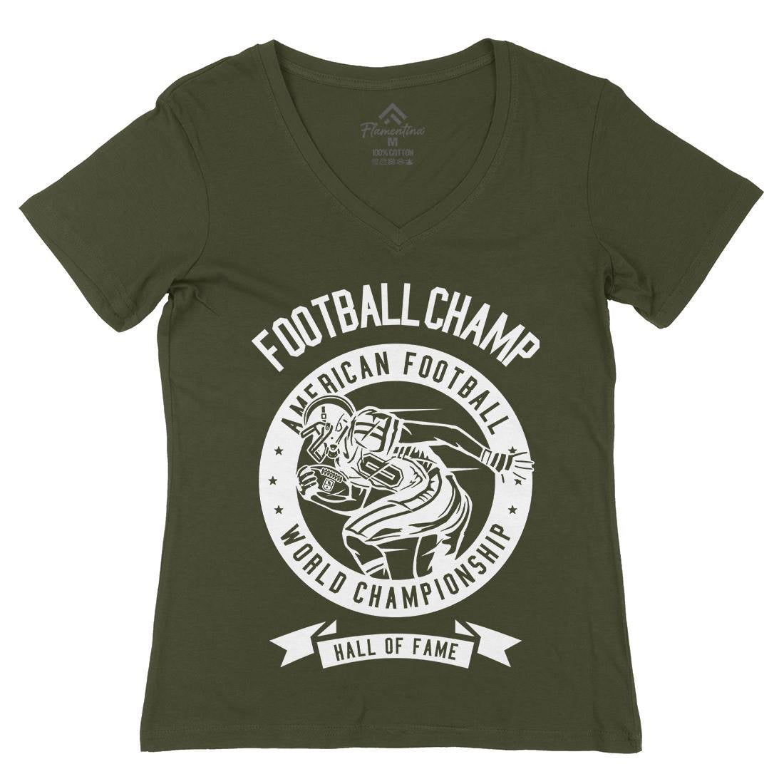 Football Champ Womens Organic V-Neck T-Shirt Sport B541