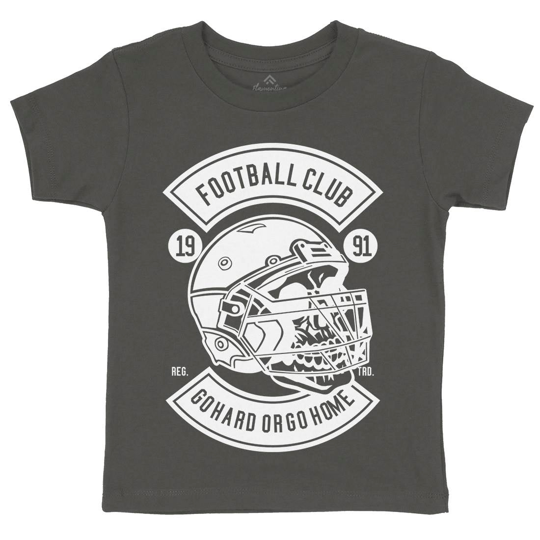 Football Skull Go Hard Kids Organic Crew Neck T-Shirt Sport B542