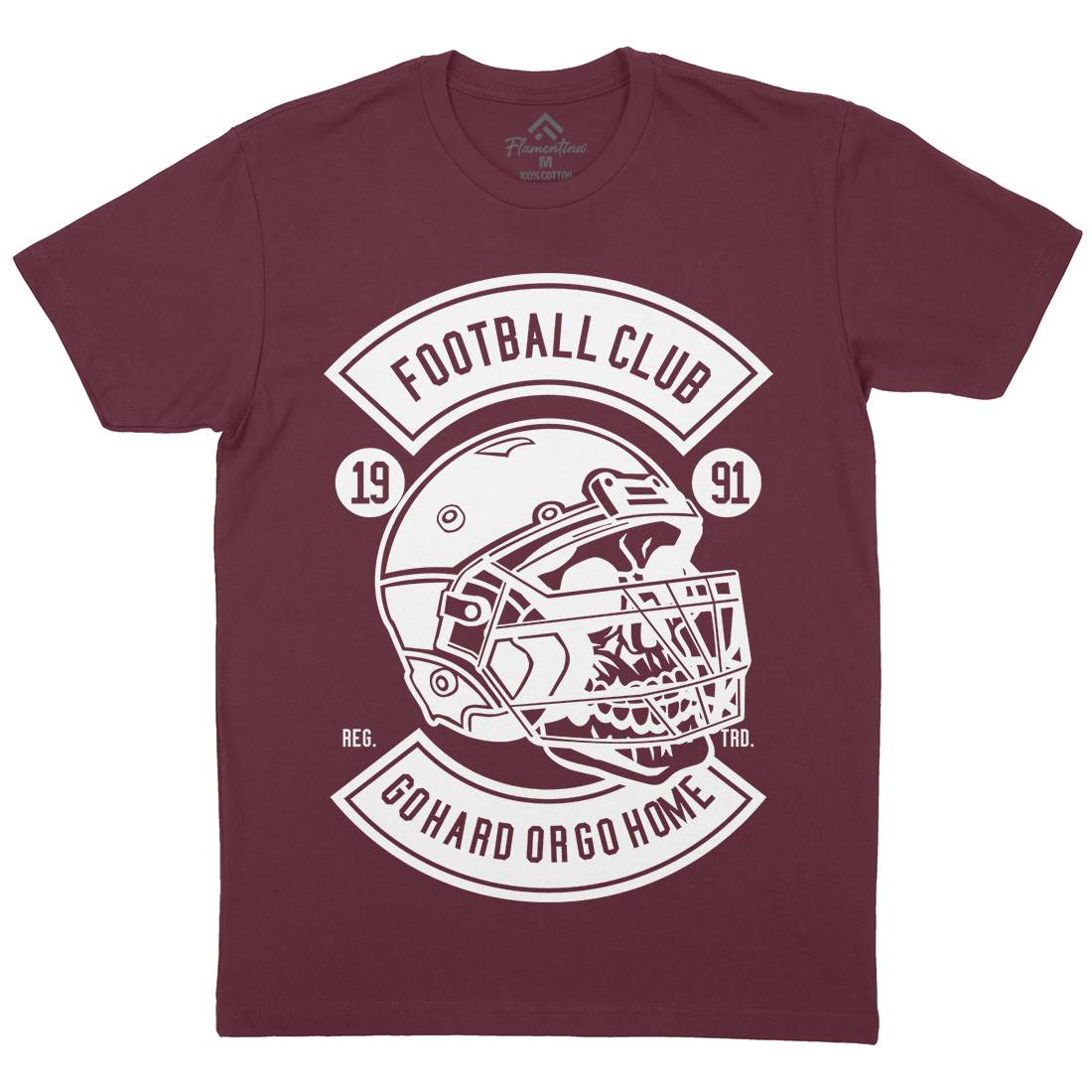 Football Skull Go Hard Mens Crew Neck T-Shirt Sport B542